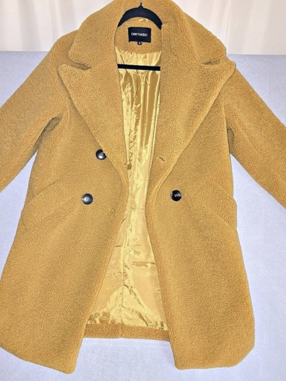 Driftwood Teddy Coat Yellow/Mustard Size Small Like New Cozy Trendy Cute Style - Picture 4 of 9